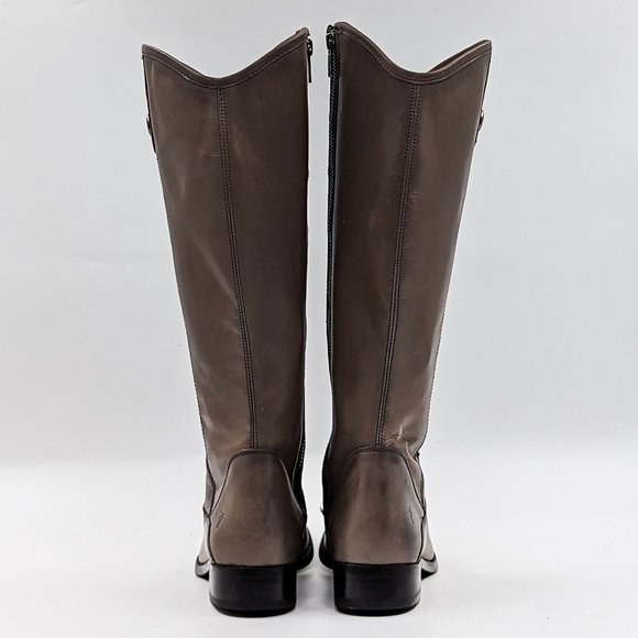 Frye Women Melissa Button Inside Zip Leather Stone Grey Riding Boots size 6 - Picture 8 of 12